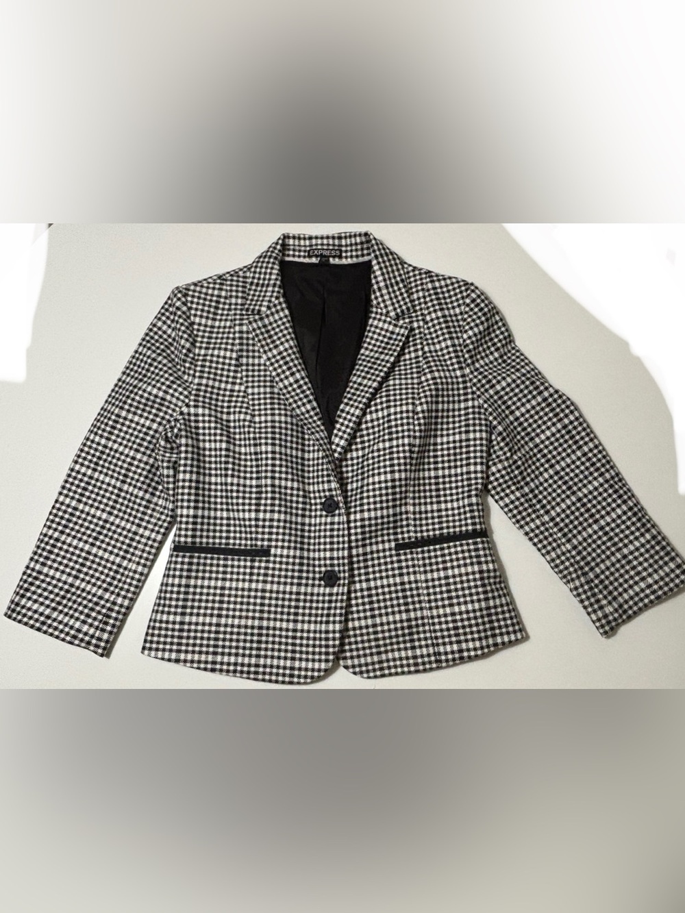 Express Black & White Gingham Blazer